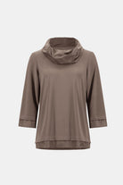 Silky Knit And Memory Cowl-Neck Top