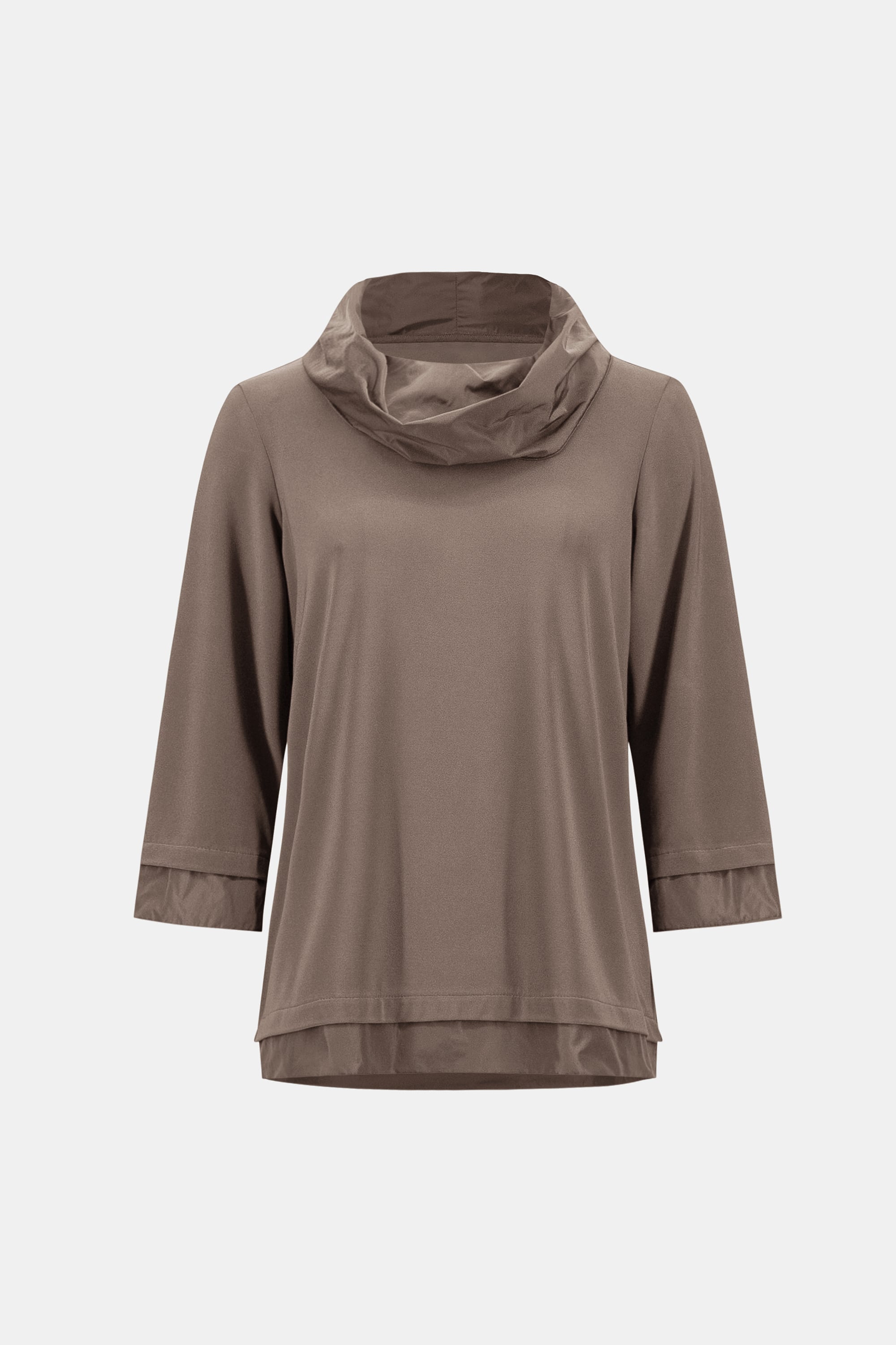 Silky Knit And Memory Cowl-Neck Top