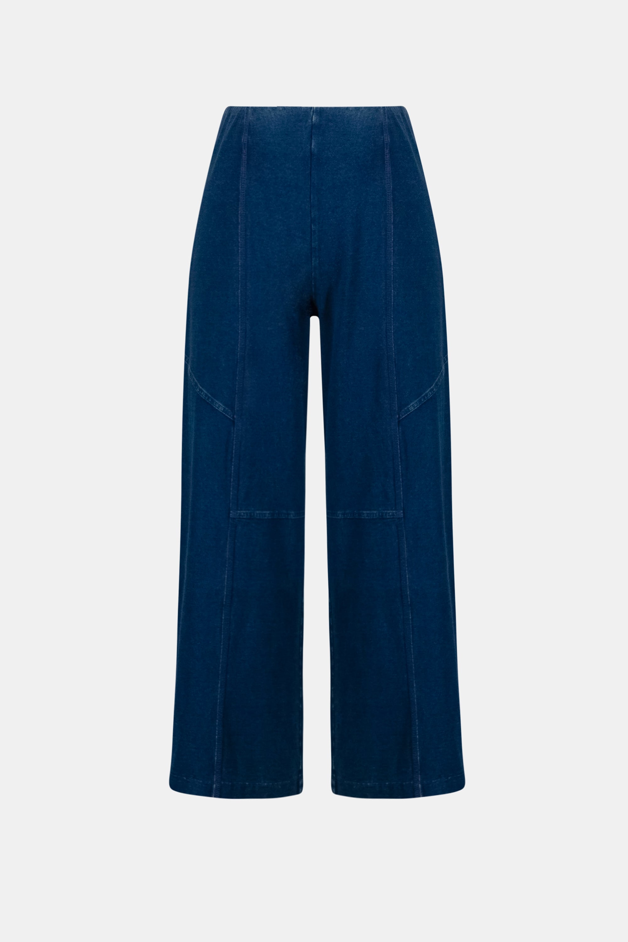 Knit Denim Culotte Pull-On Pants