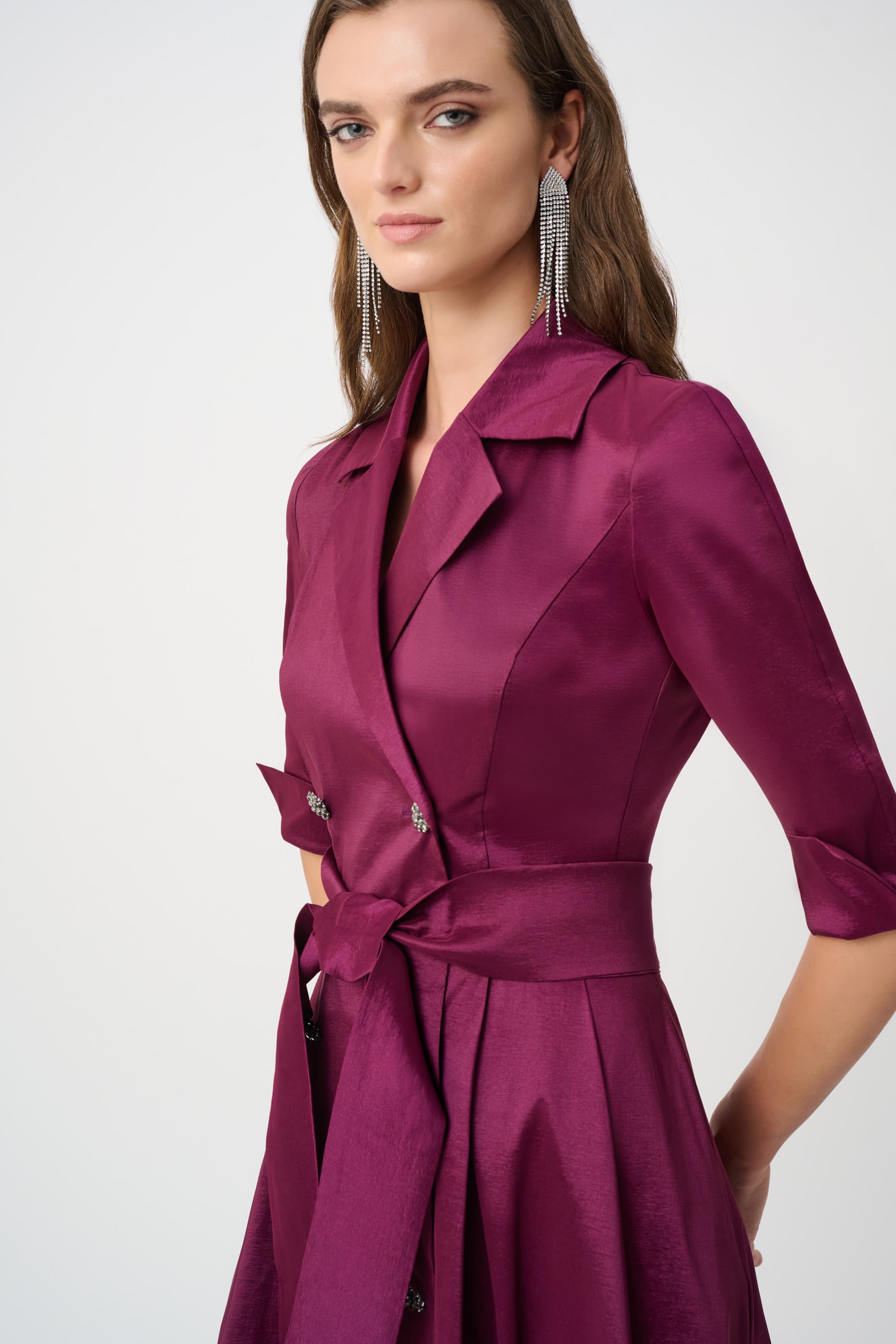 Signature | Stretch Taffeta Fit and Flare Wrap Dress