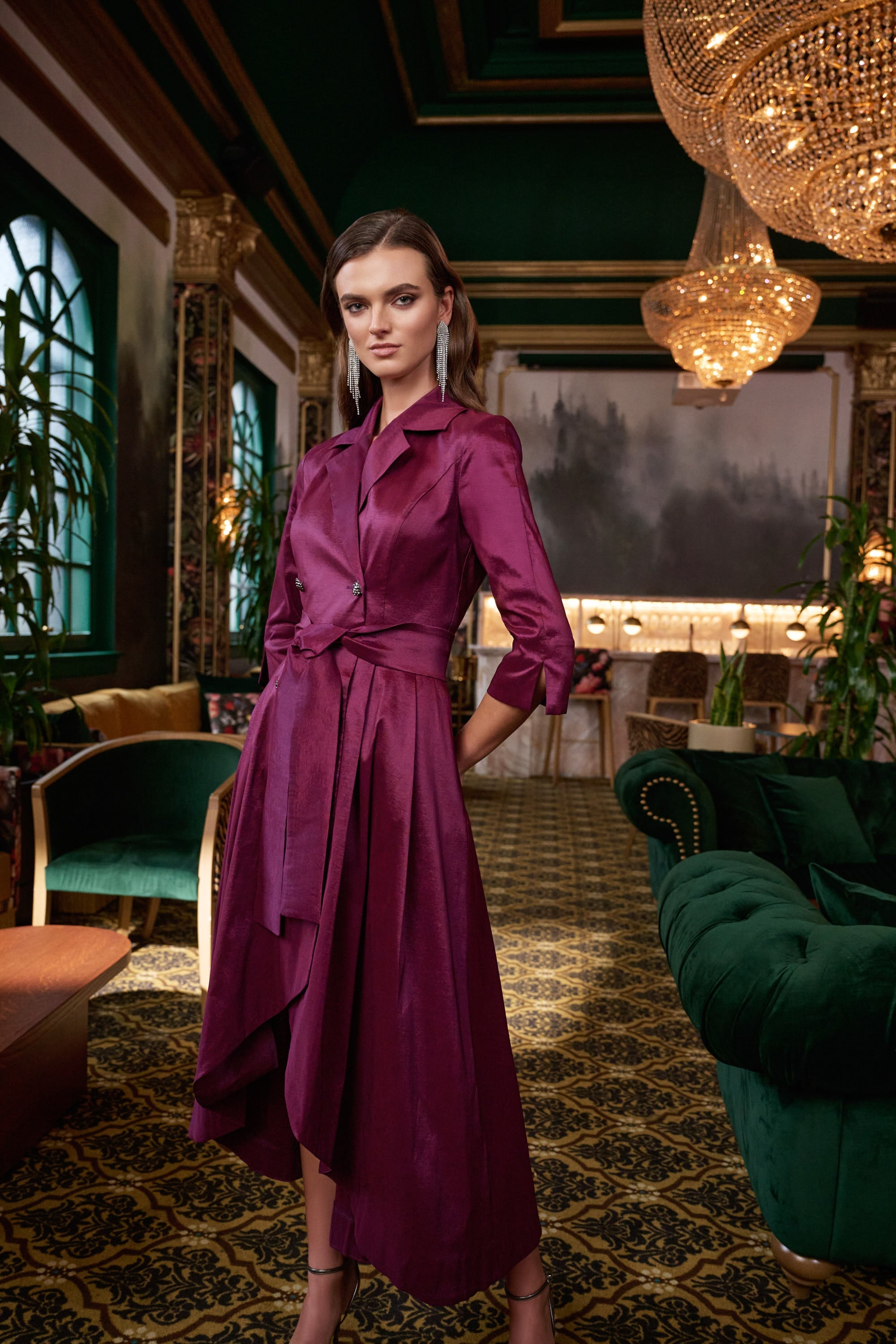 Signature | Stretch Taffeta Fit and Flare Wrap Dress