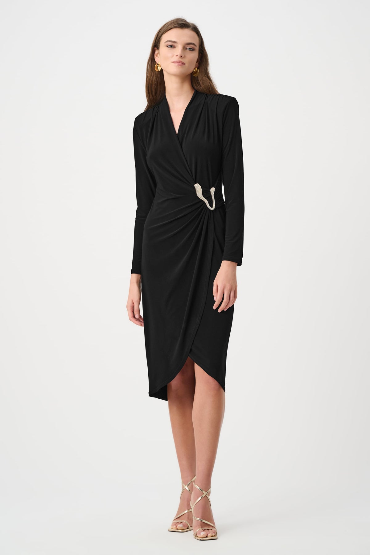 Joseph Ribkoff Signature | Silky Knit Sheath Wrap Dress-263709, Black