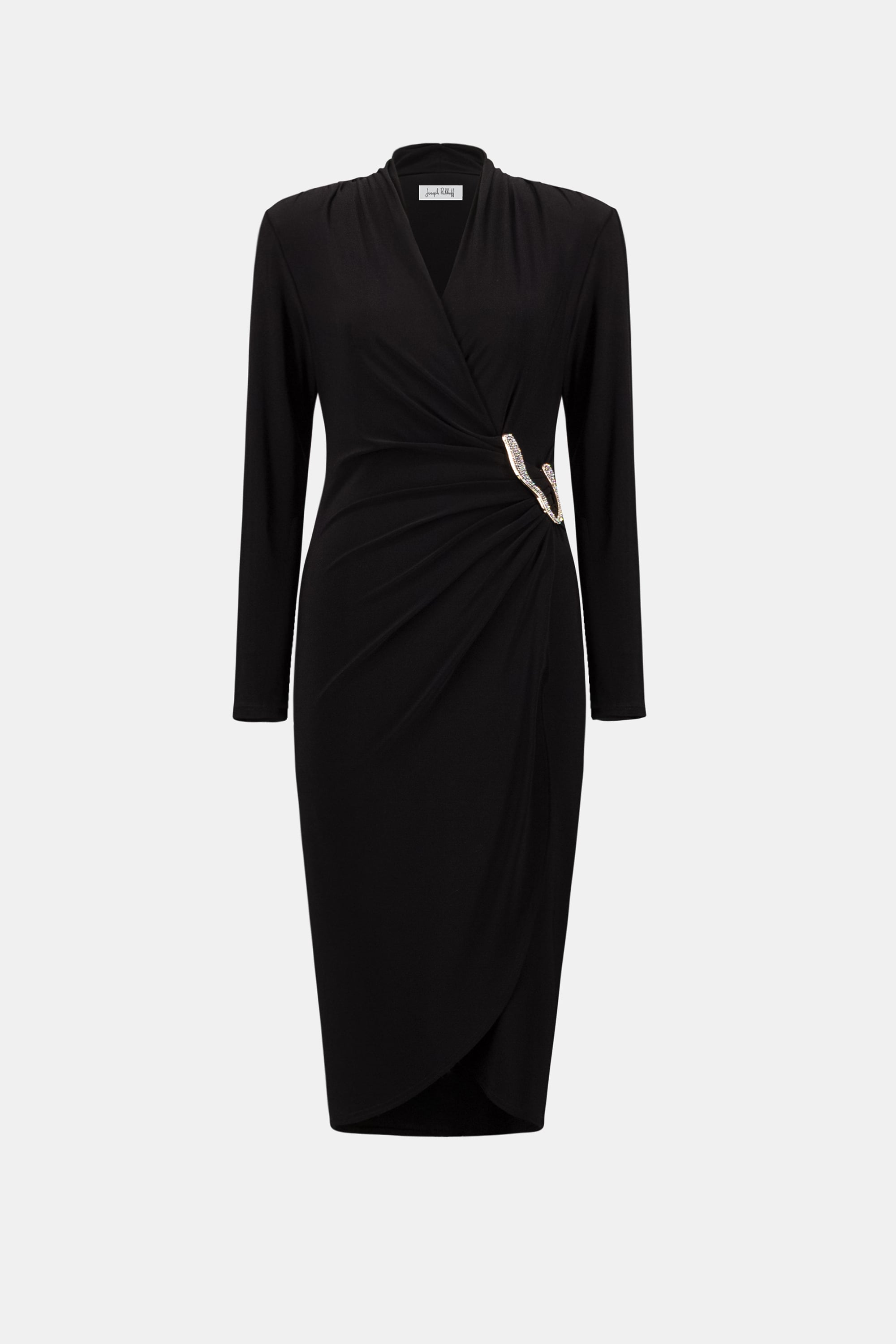 Joseph Ribkoff Signature | Silky Knit Sheath Wrap Dress-263709, Black