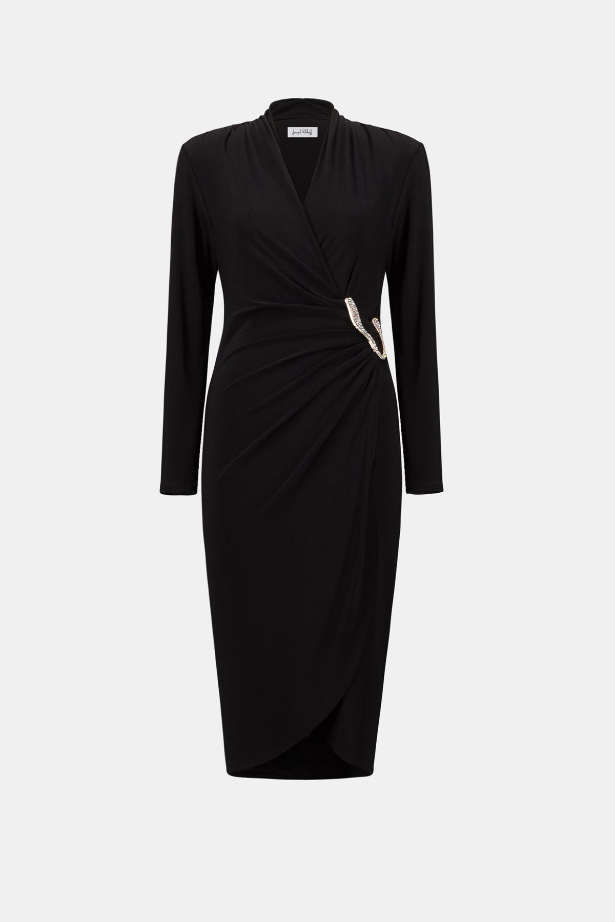 Joseph Ribkoff Signature | Silky Knit Sheath Wrap Dress-263709, Black