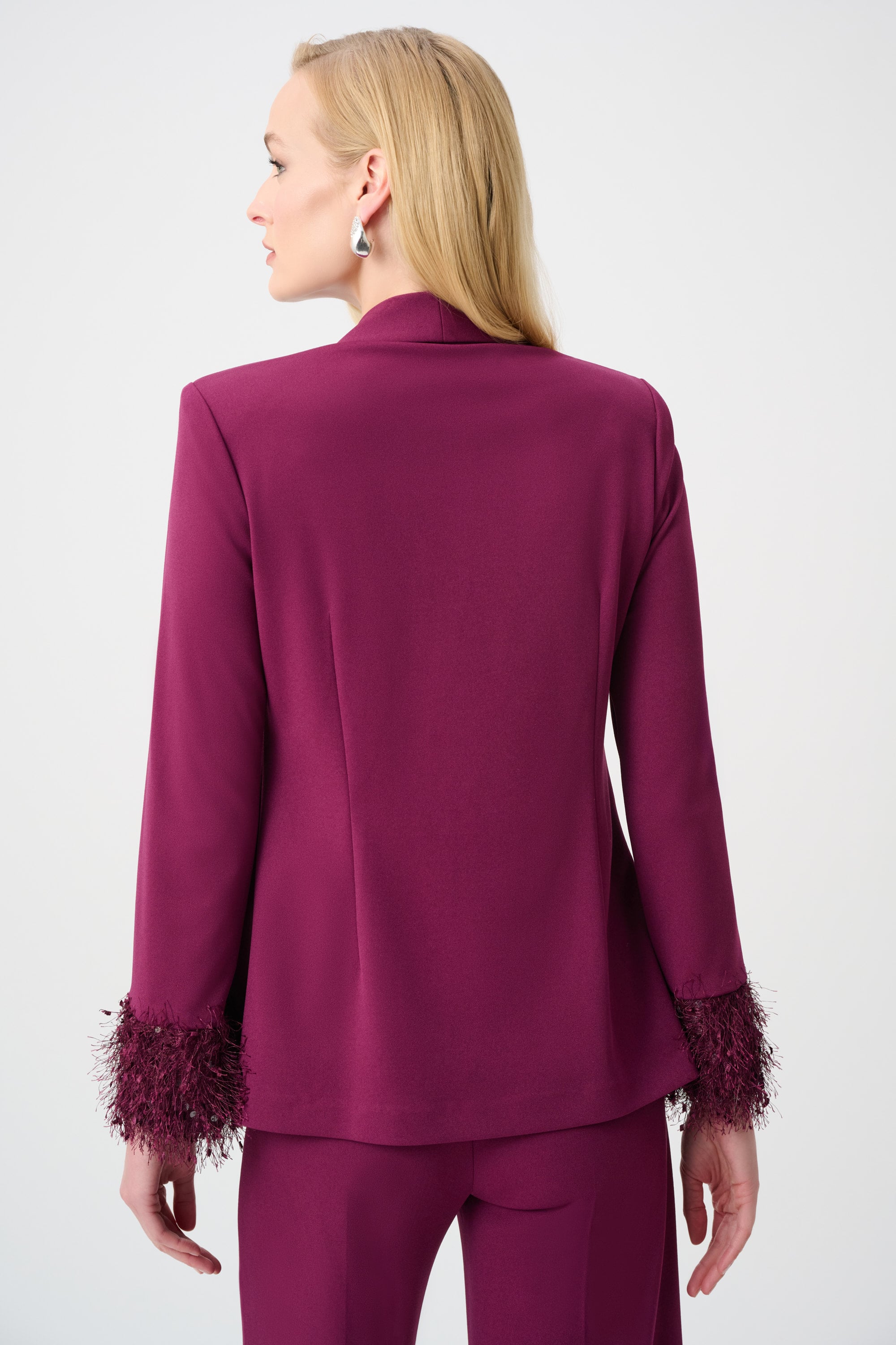 Signature | Scuba Crepe Fitted Blazer With Fringe