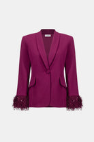 Signature | Scuba Crepe Fitted Blazer With Fringe