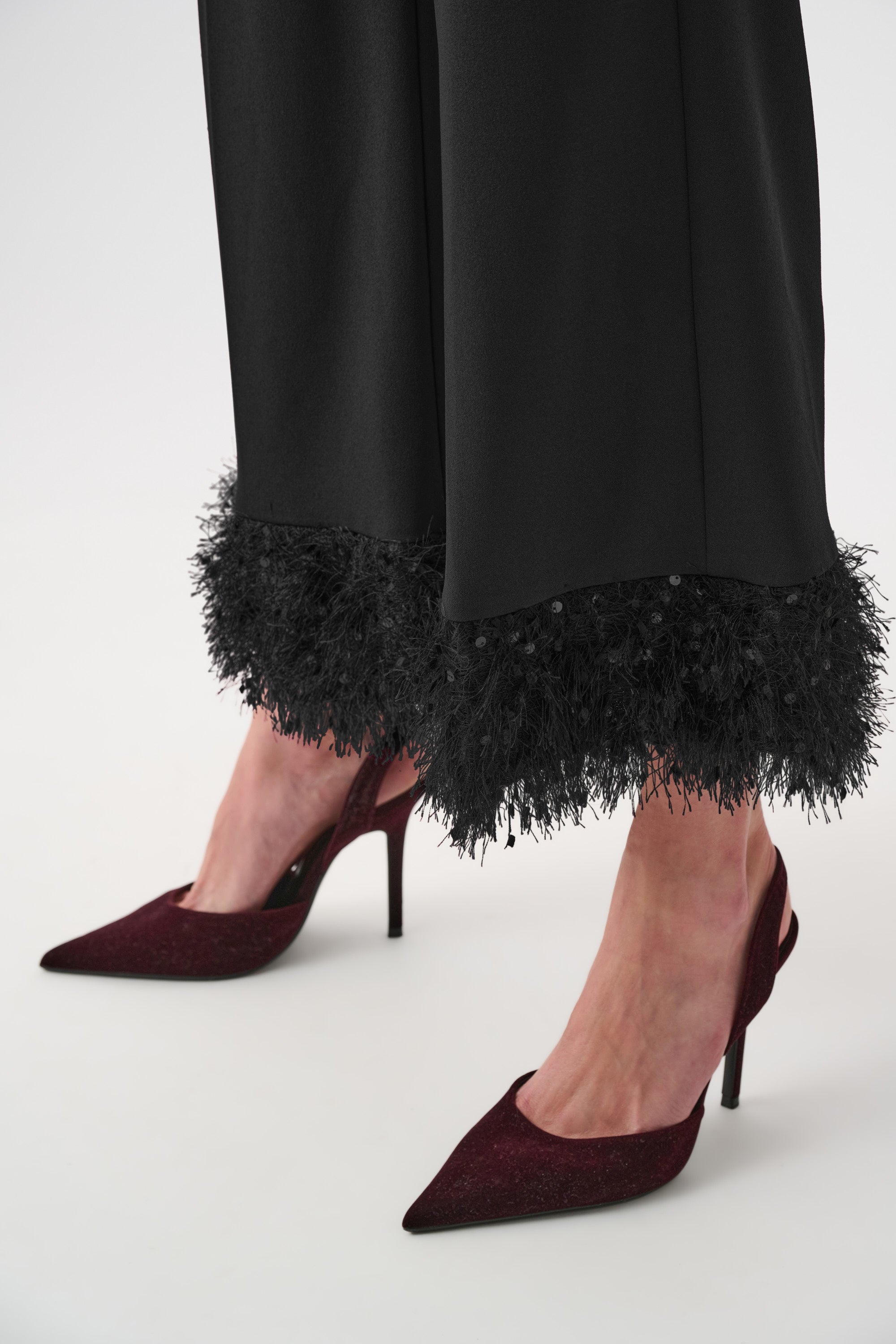 Signature | Scuba Crepe Wide Leg  Pants With Fringe