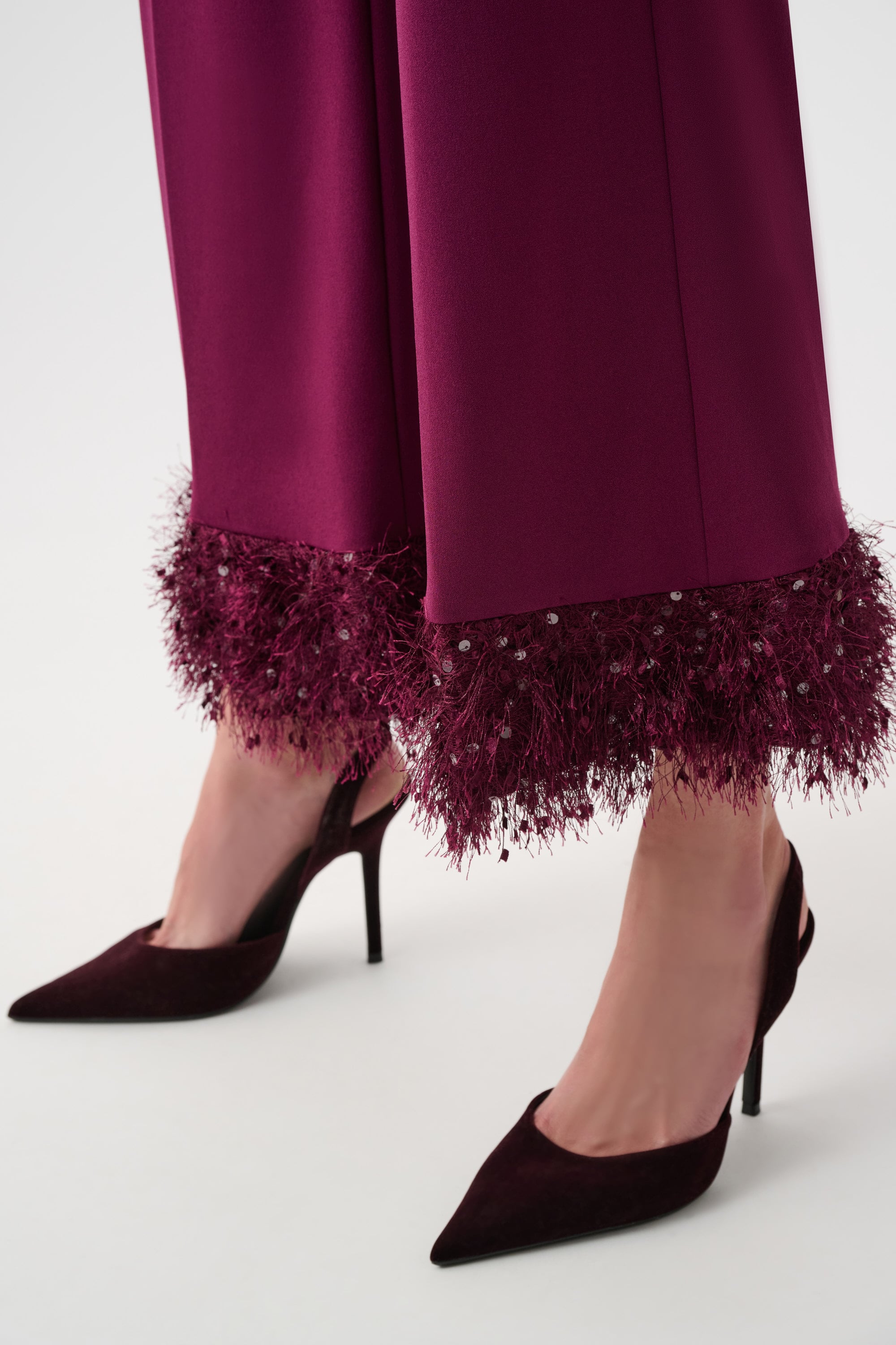 Signature | Scuba Crepe Wide Leg  Pants With Fringe