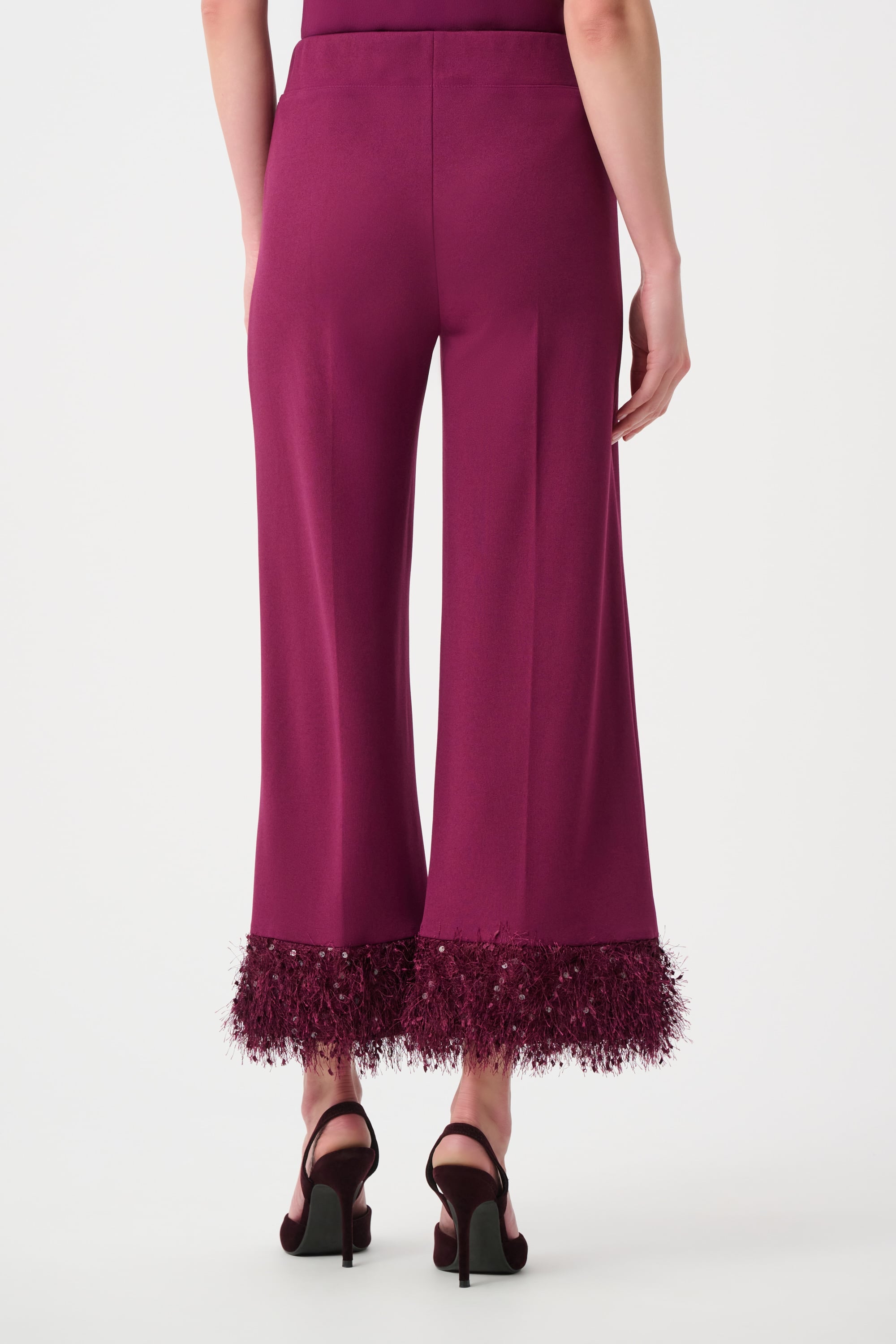Signature | Scuba Crepe Wide Leg  Pants With Fringe