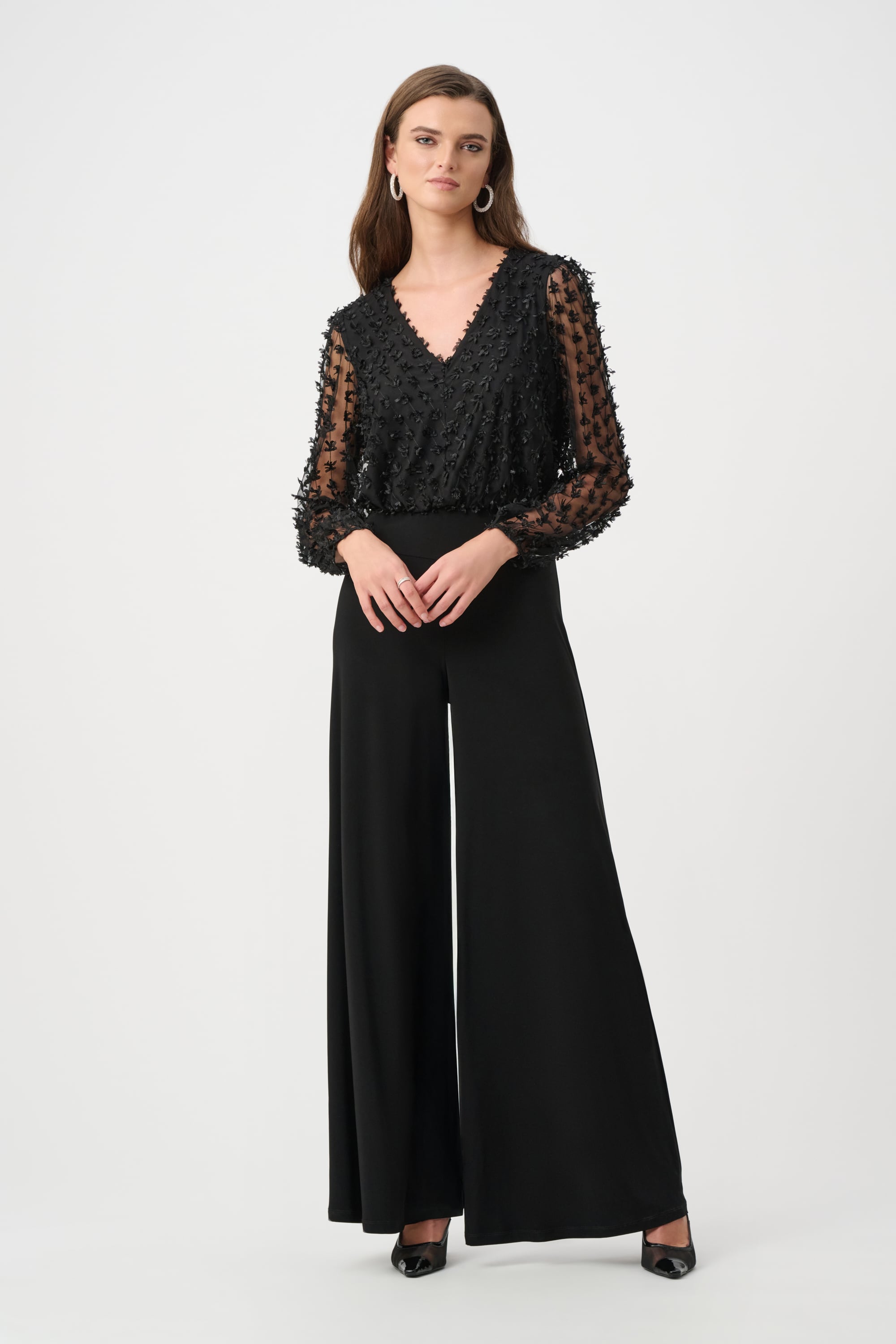 Signature | Silky Knit and Sheer Novelty Wide Leg Jumpsuit