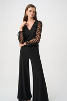 Signature | Silky Knit and Sheer Novelty Wide Leg Jumpsuit