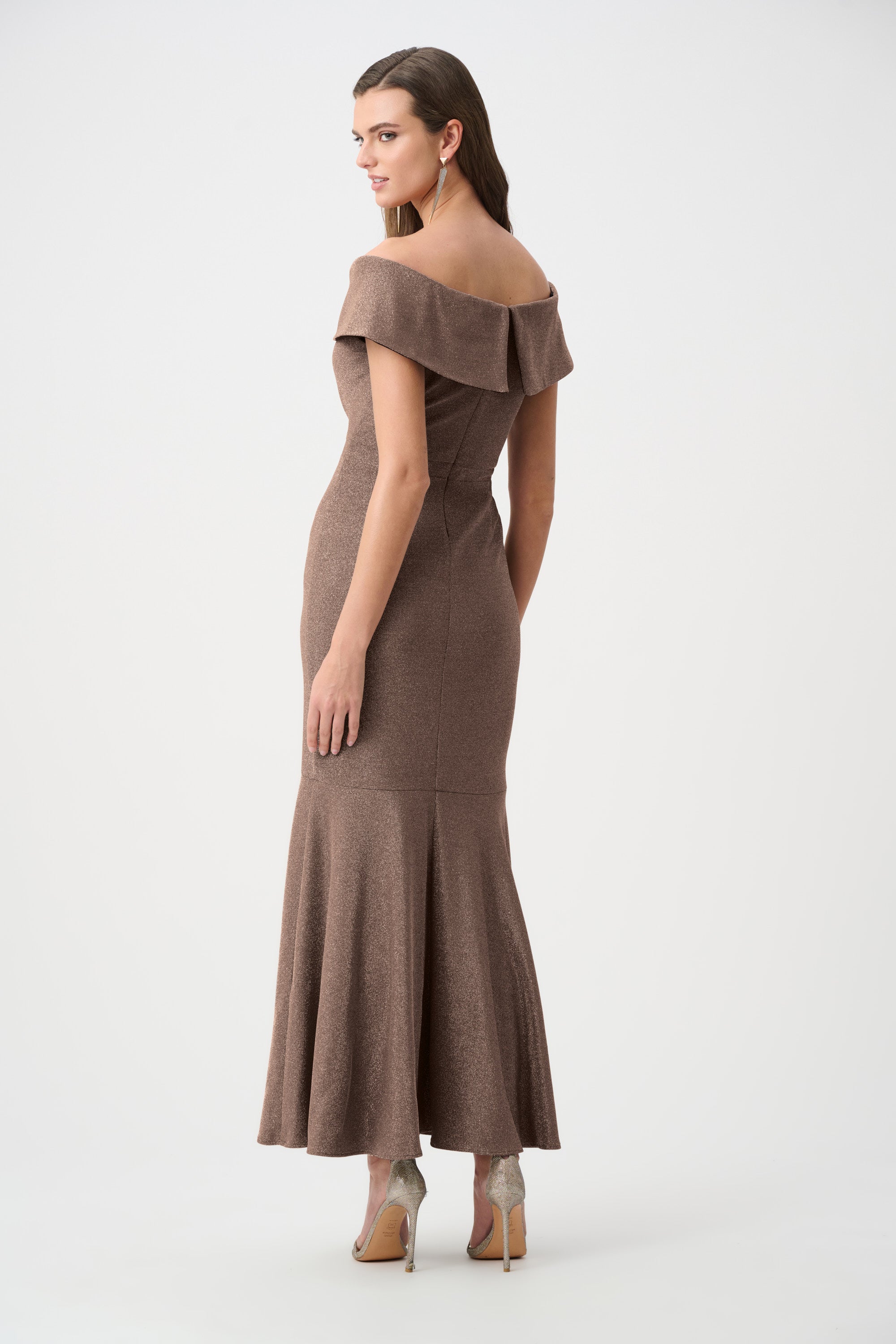 Signature | Sparkle Knit Off-Shoulder Trumpet Dress