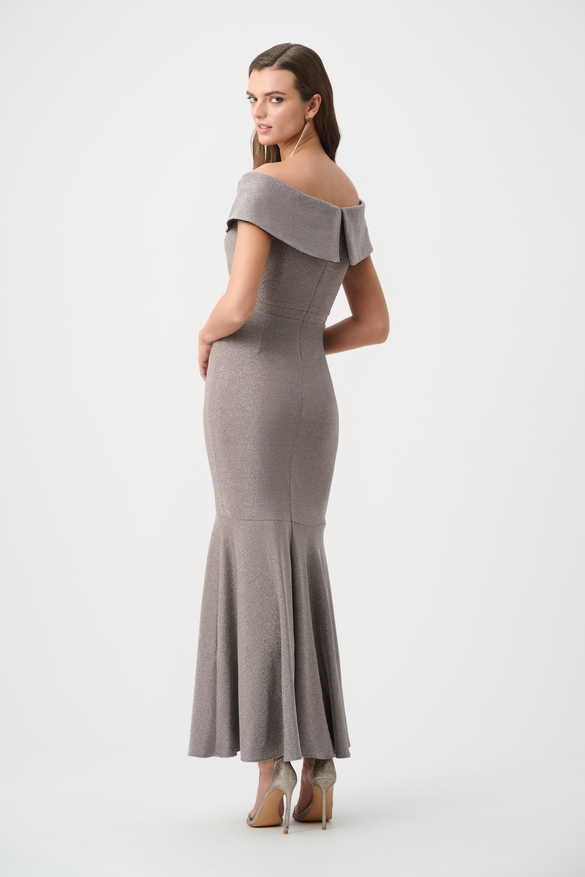 Signature | Sparkle Knit Off-Shoulder Trumpet Dress