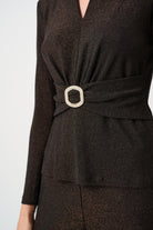 Signature | Sparkle Knit Fitted Top With Ruched Waistband