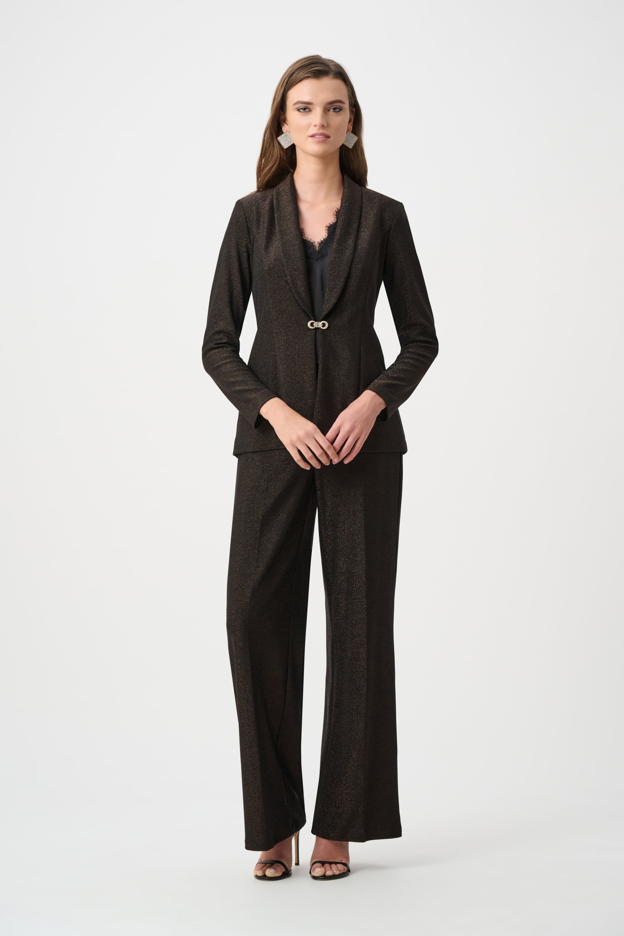 Signature | Sparkle Knit Shawl Collar Fitted Blazer
