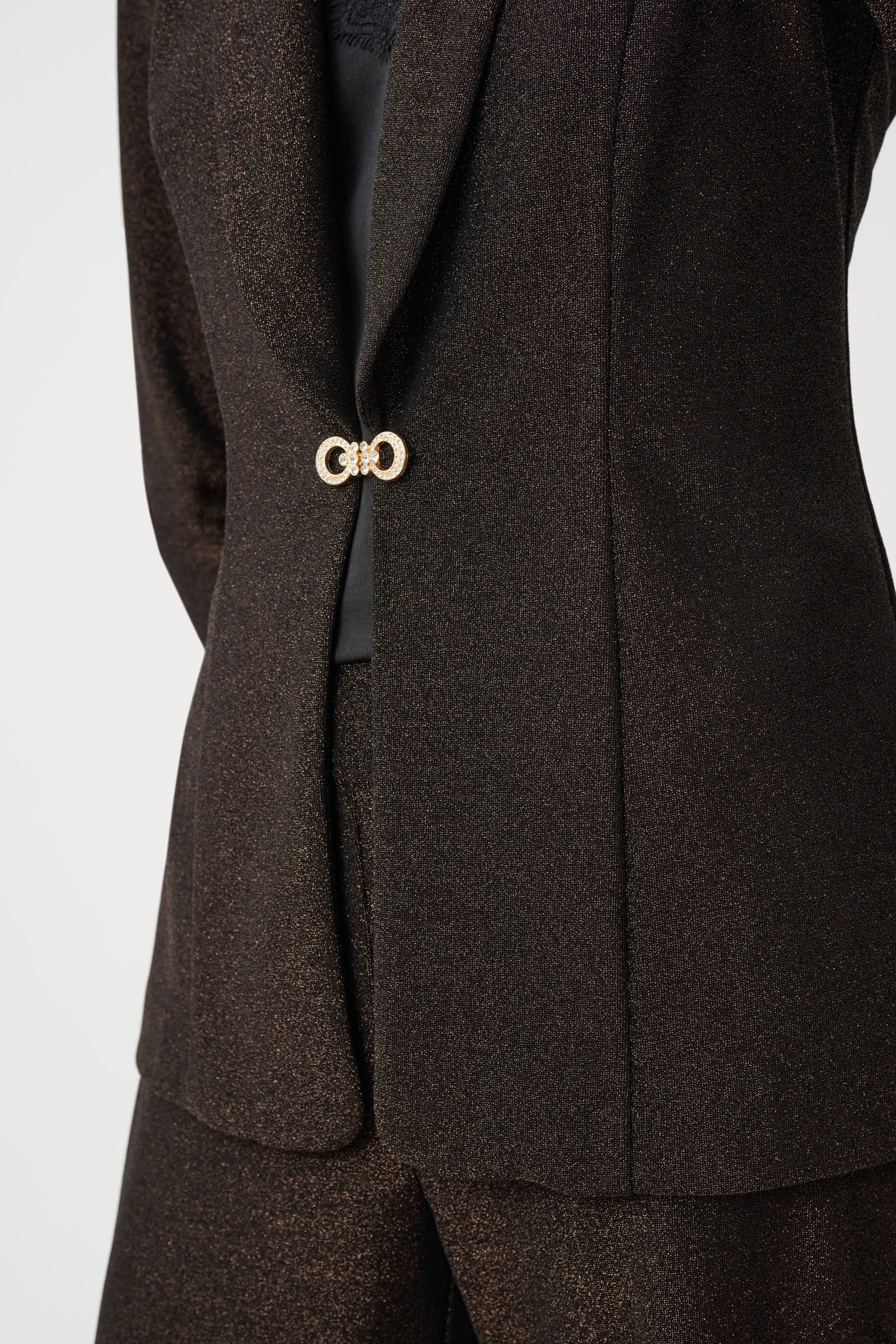 Signature | Sparkle Knit Shawl Collar Fitted Blazer