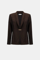 Signature | Sparkle Knit Shawl Collar Fitted Blazer
