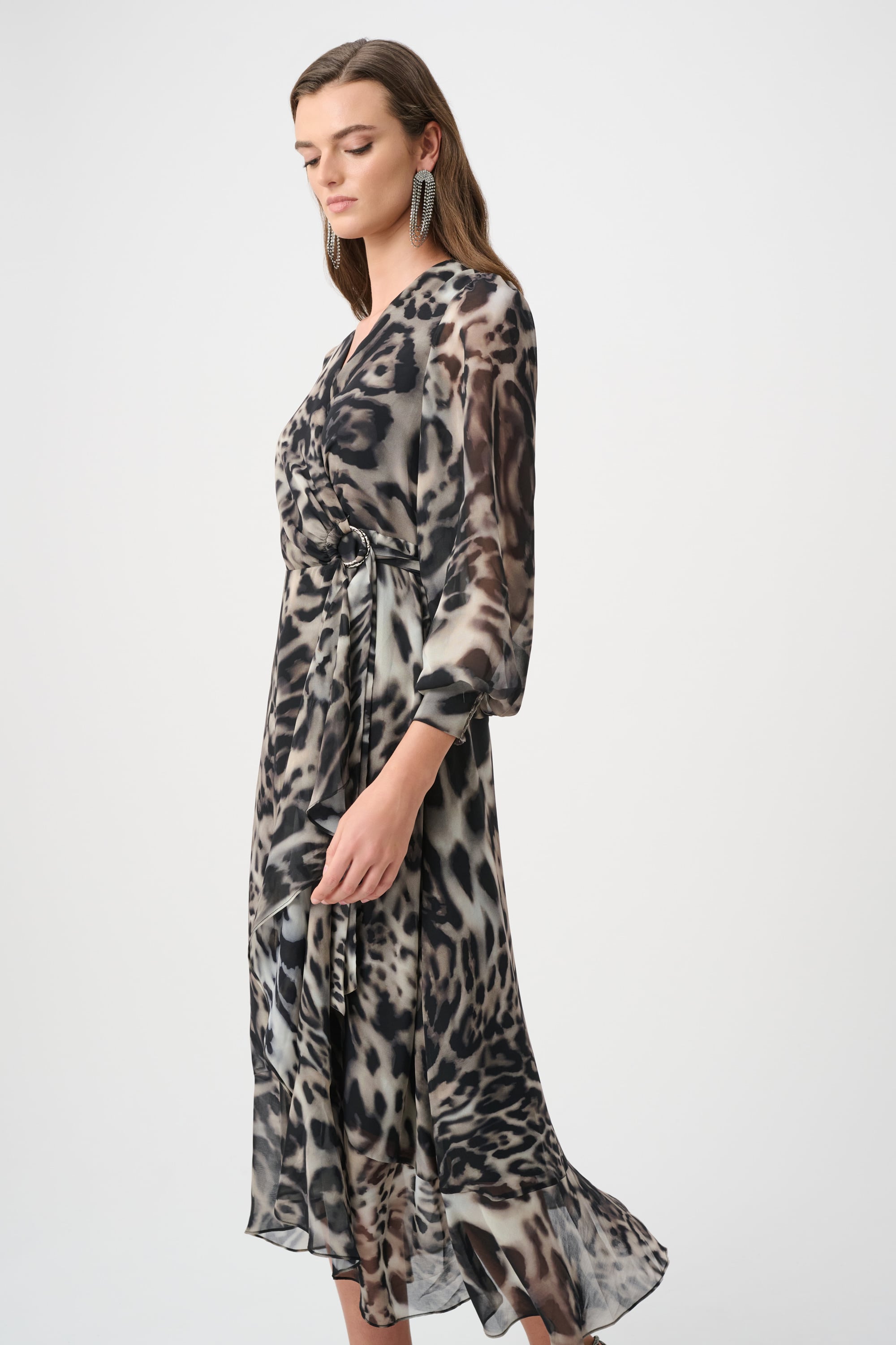 Signature | Chiffon Printed Fit and Flare Wrap Dress