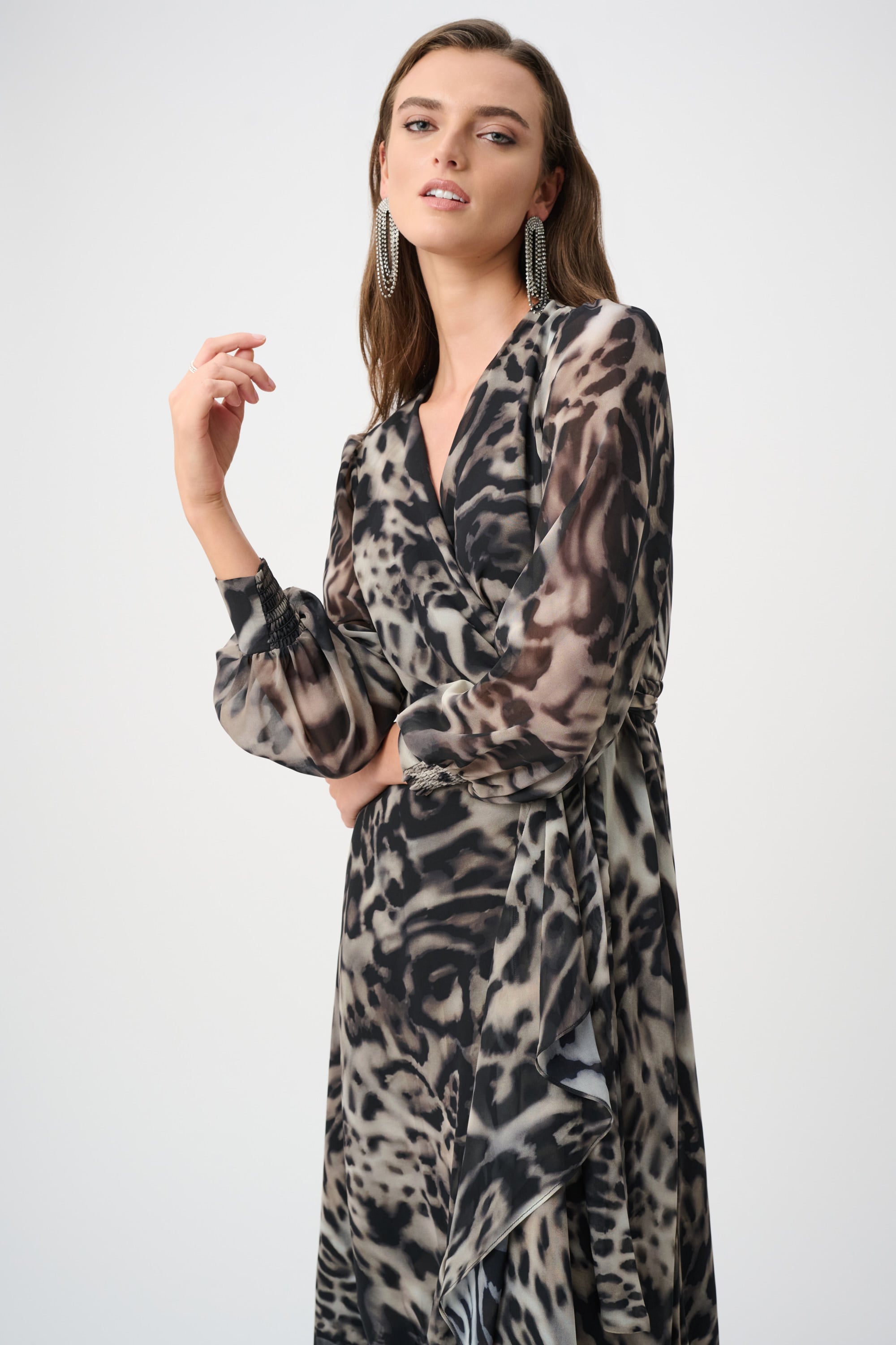 Signature | Chiffon Printed Fit and Flare Wrap Dress