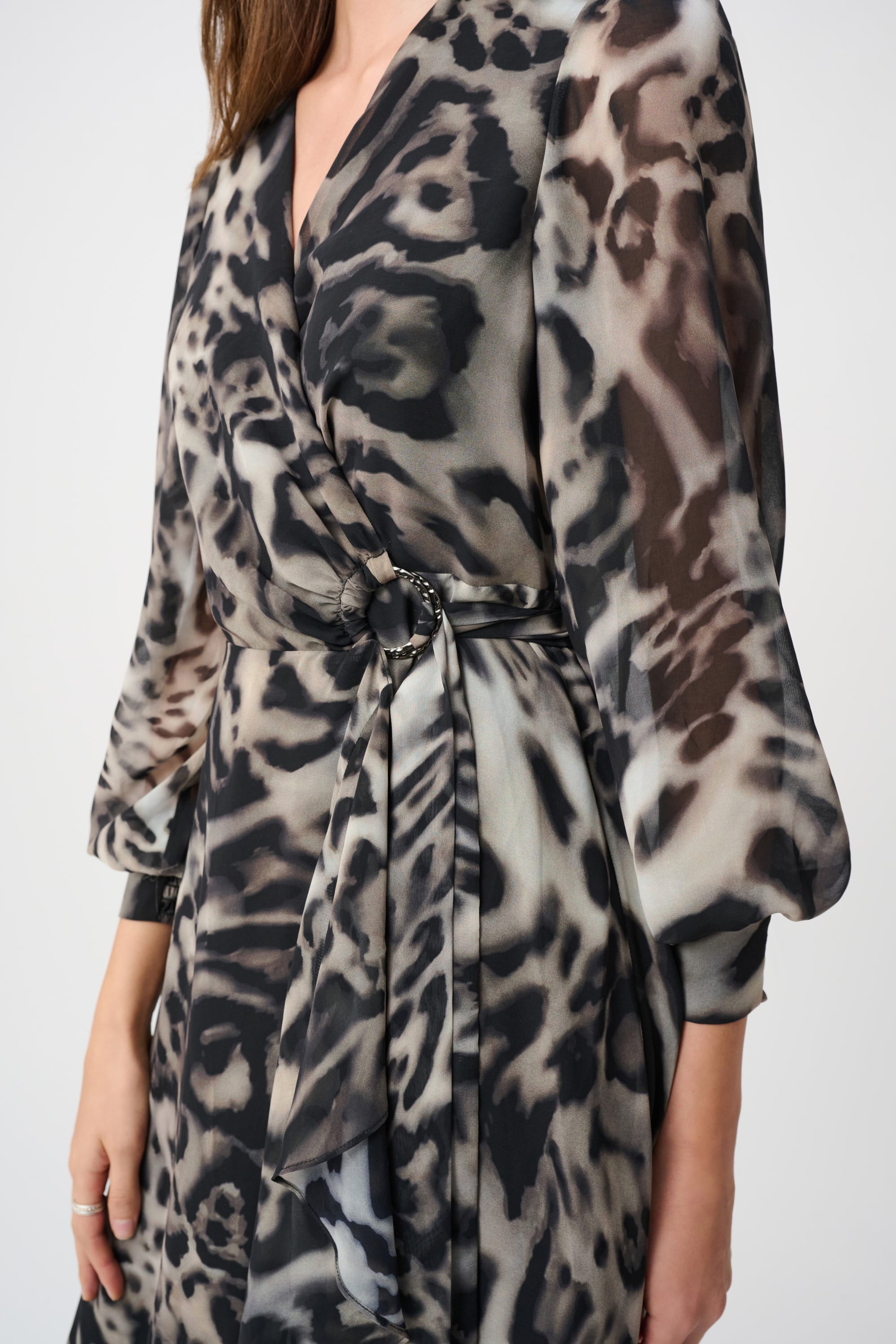 Signature | Chiffon Printed Fit and Flare Wrap Dress