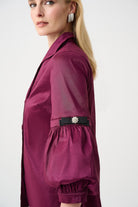Signature | Stretch Taffeta Fitted Blouse With Rhinestone Buttons