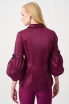 Signature | Stretch Taffeta Fitted Blouse With Rhinestone Buttons