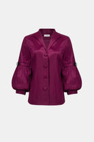Signature | Stretch Taffeta Fitted Blouse With Rhinestone Buttons