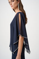 Signature | Sparkle Cascade Gown With Chiffon Poncho Overlay