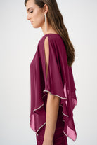 Signature | Sparkle Cascade Gown With Chiffon Poncho Overlay