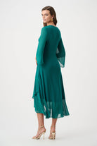 Signature | Silky Knit And Chiffon Fit And Flare Wrap Dress