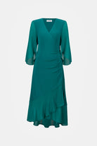 Signature | Silky Knit And Chiffon Fit And Flare Wrap Dress