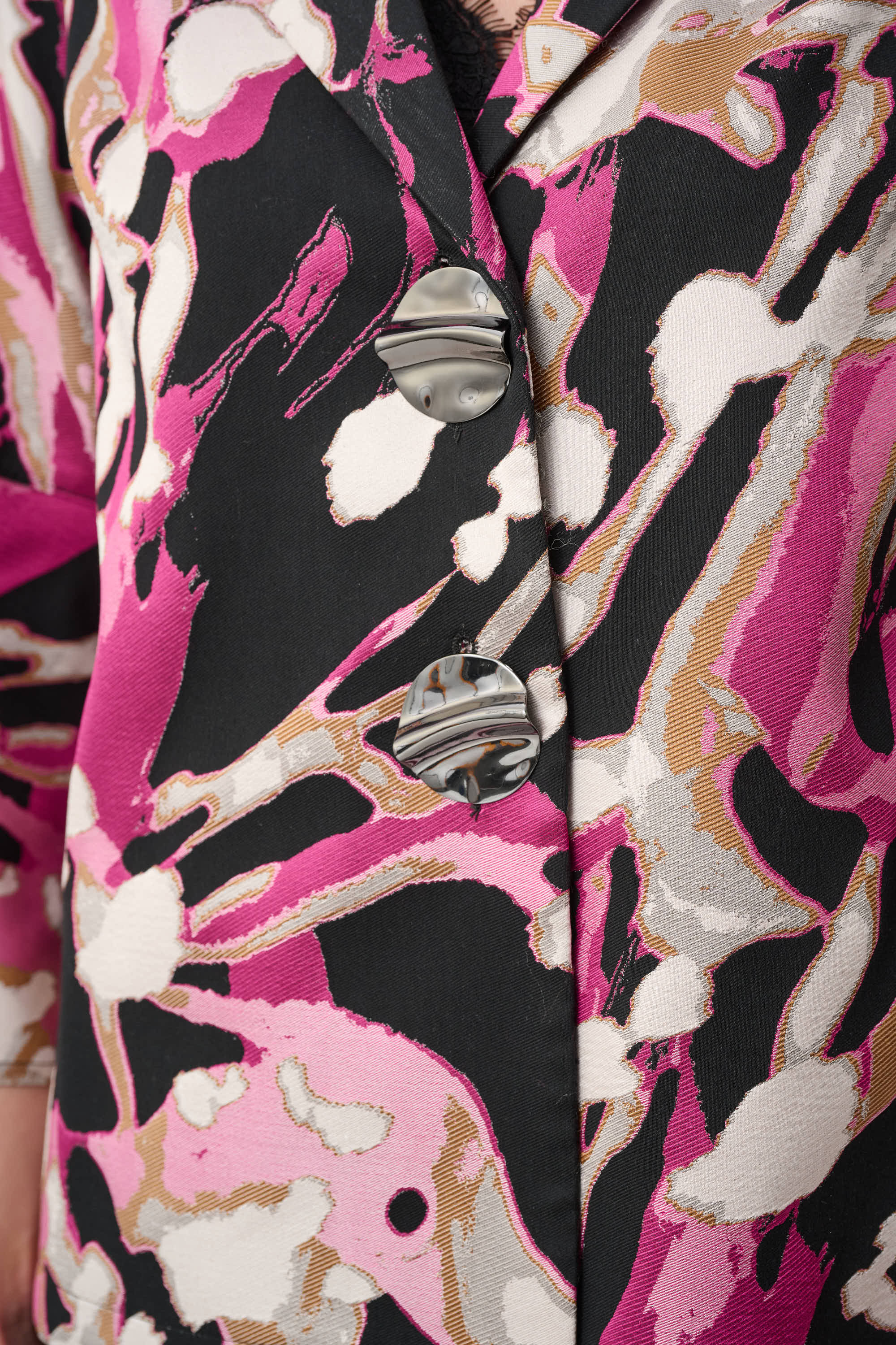Signature | Jacquard Abstract Print Trapeze Jacket