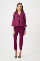 Signature | Textured Jacquard Notch Collar Swing Jacket