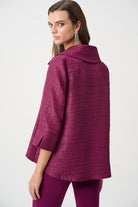 Signature | Textured Jacquard Notch Collar Swing Jacket
