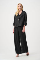 Signature | Lurex Textured Jacquard Lapel-Collar Trapeze Jacket