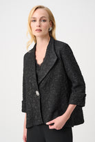 Signature | Lurex Textured Jacquard Lapel-Collar Trapeze Jacket