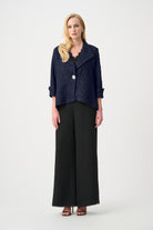 Signature | Lurex Textured Jacquard Lapel-Collar Trapeze Jacket