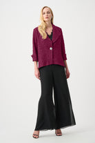 Signature | Lurex Textured Jacquard Lapel-Collar Trapeze Jacket