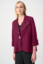 Signature | Lurex Textured Jacquard Lapel-Collar Trapeze Jacket
