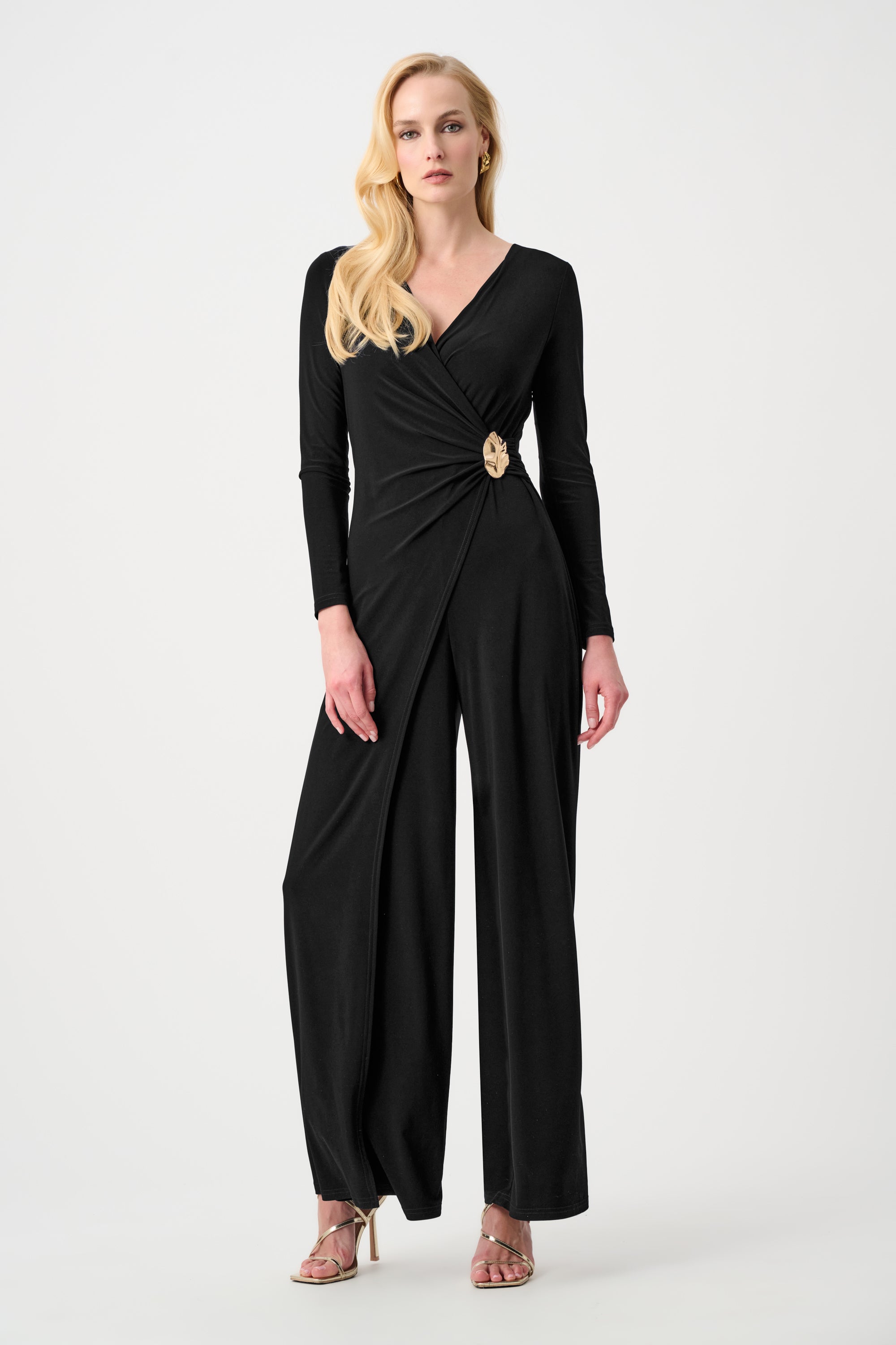 Signature | Silky Knit Wide Leg Wrap Jumpsuit