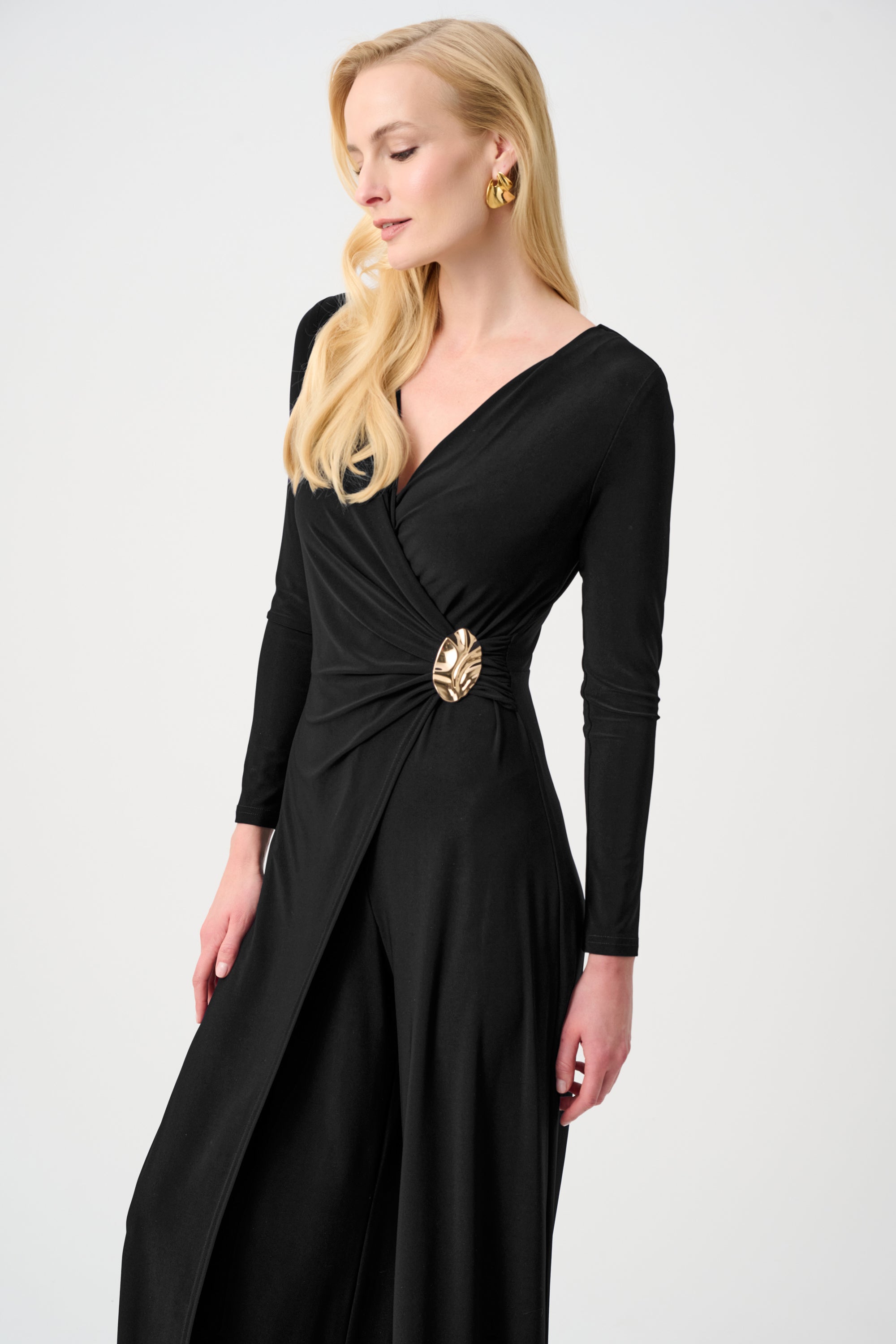 Signature | Silky Knit Wide Leg Wrap Jumpsuit
