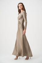 Signature | Satin Effect Knit Trumpet Wrap Gown