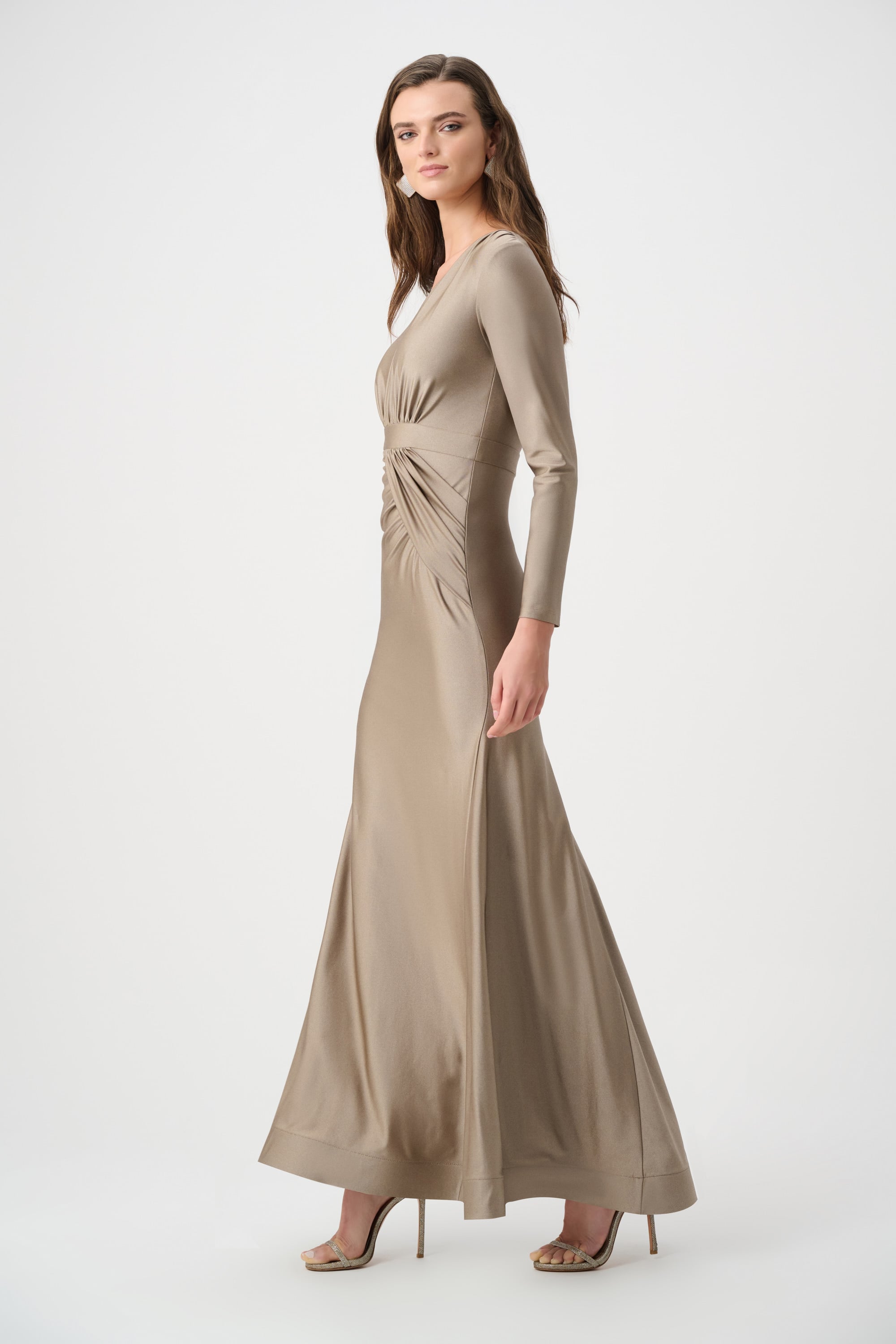 Signature | Satin Effect Knit Trumpet Wrap Gown