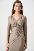 Signature | Satin Effect Knit Trumpet Wrap Gown