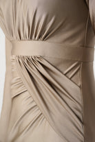 Signature | Satin Effect Knit Trumpet Wrap Gown