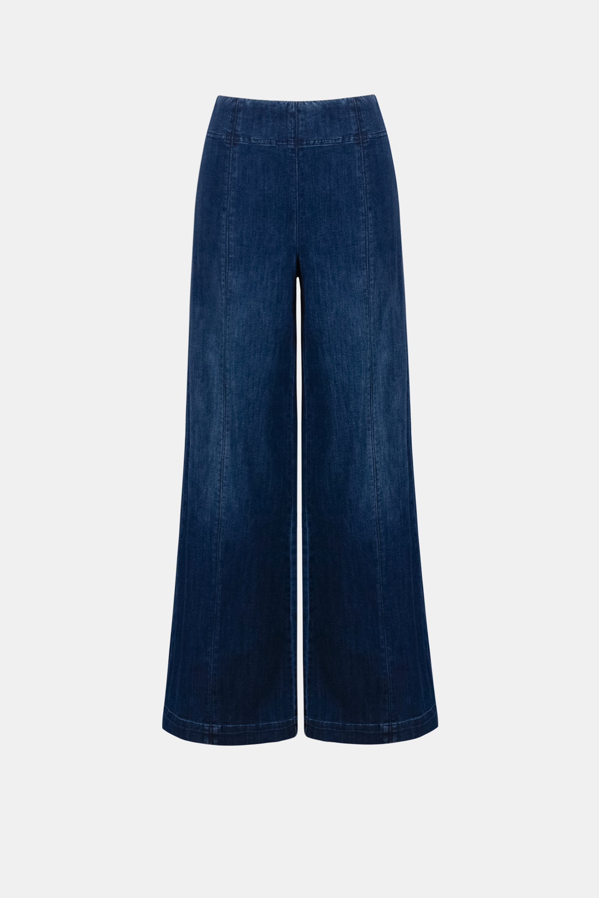 Featherweave Denim Palazzo High-Rise Pull-On Jeans