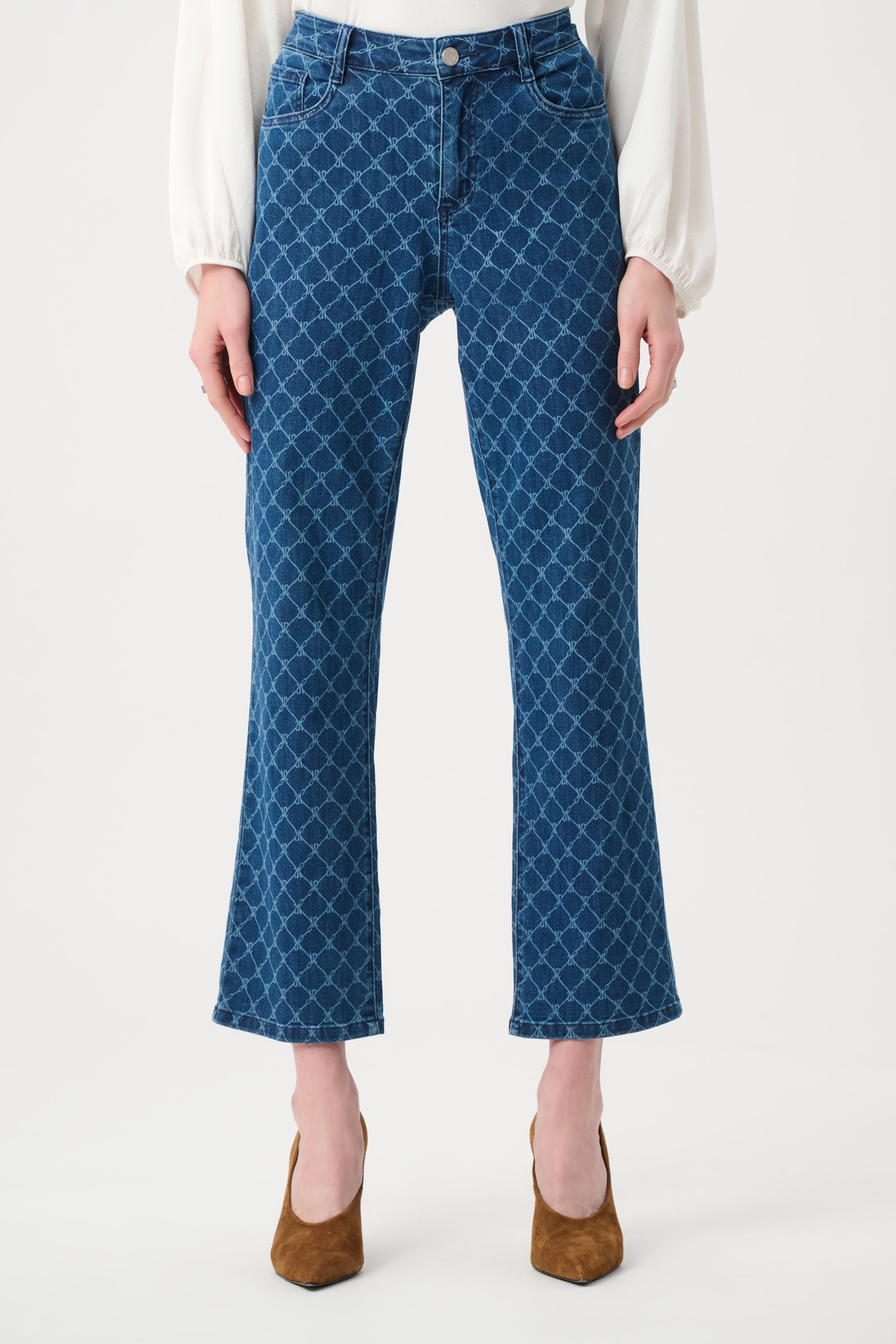 Featherweave Denim Strip-Dye Print Straight Classic Jeans