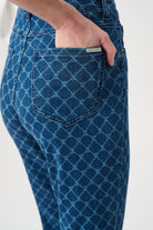 Featherweave Denim Strip-Dye Print Straight Classic Jeans