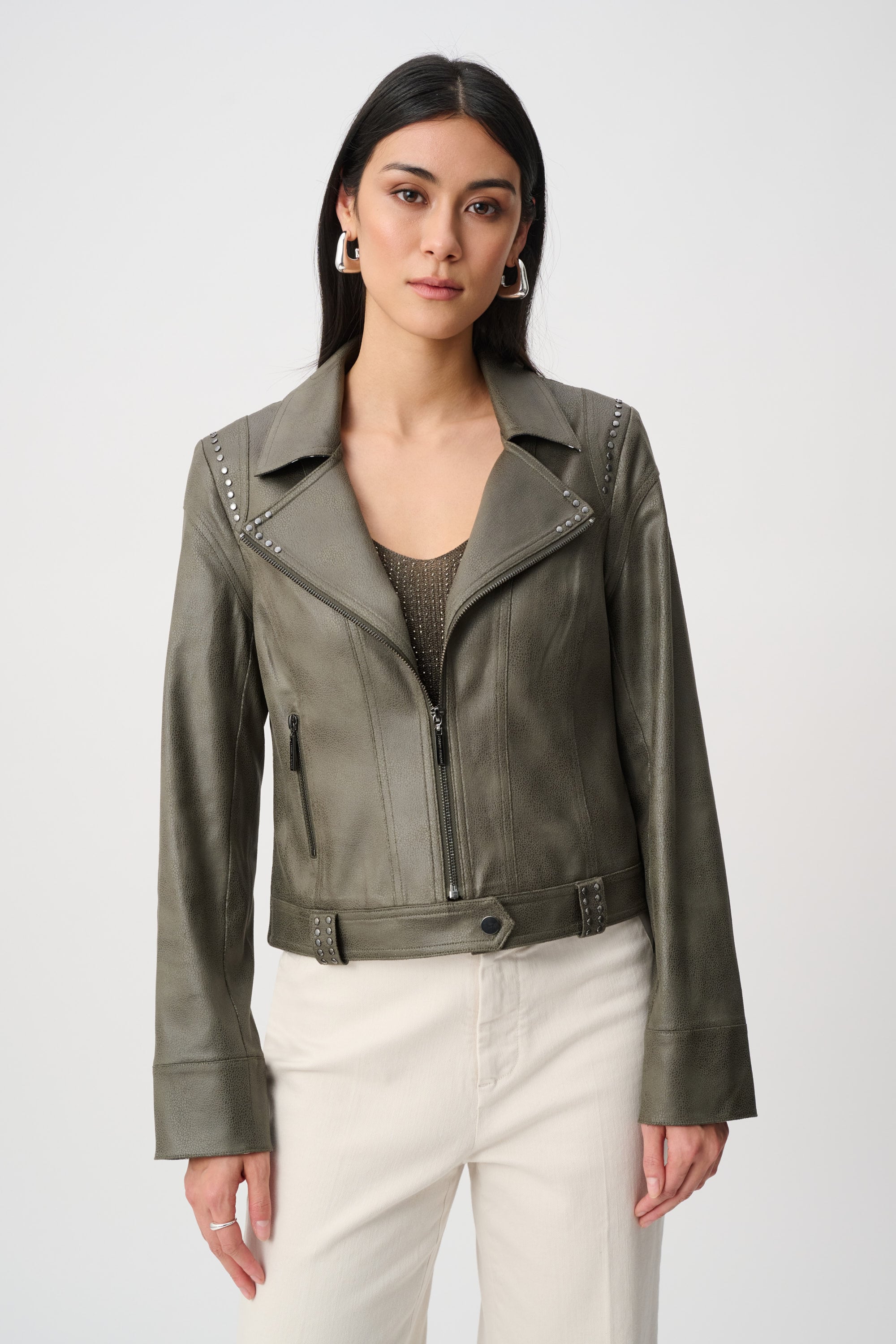 Foiled Faux Suede Fitted Jacket