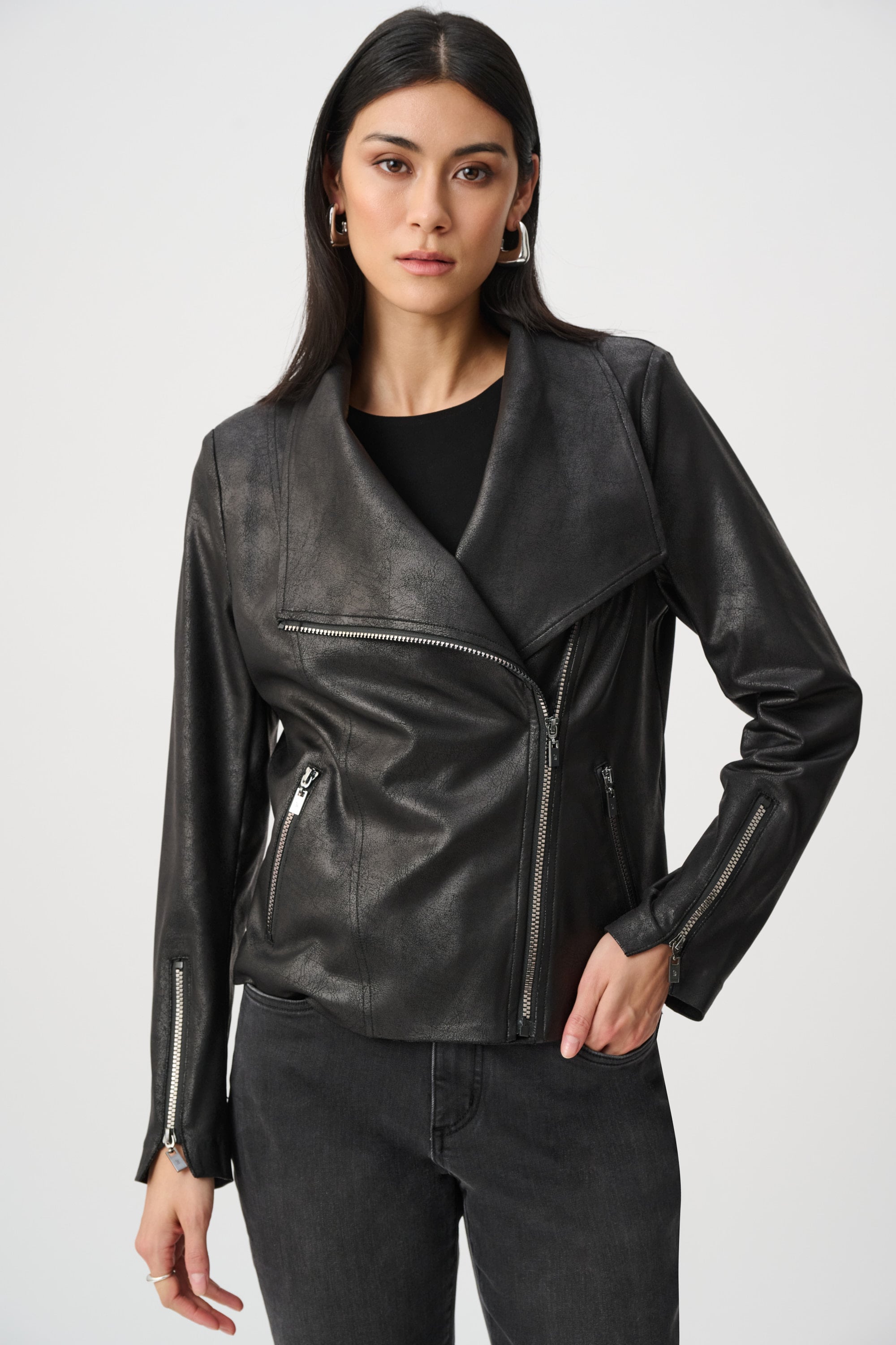 Foiled Knit Fitted Jacket
